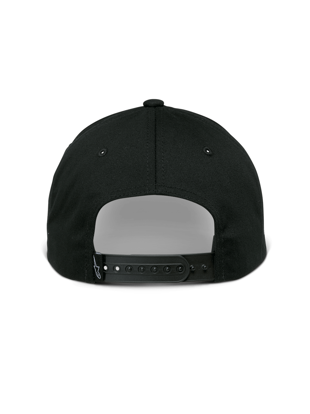 Alpinestars Sessionized Hat, cappello snapback, nero, vista posteriore con chiusura regolabile e piccola etichetta con logo, twill di cotone, copricapo casual ispirato al motorsport