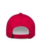 Cappello Alpinestars Profile, cappello snapback rosso, vista posteriore con chiusura regolabile e piccola etichetta nera con logo Alpinestars, twill di cotone, accessorio casual per motorsport