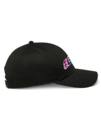 Alpinestars Canyon Hat, cappello snapback nero, vista laterale di profilo, visiera curva, con ricamo laterale e corona strutturata, copricapo casual da motorsport