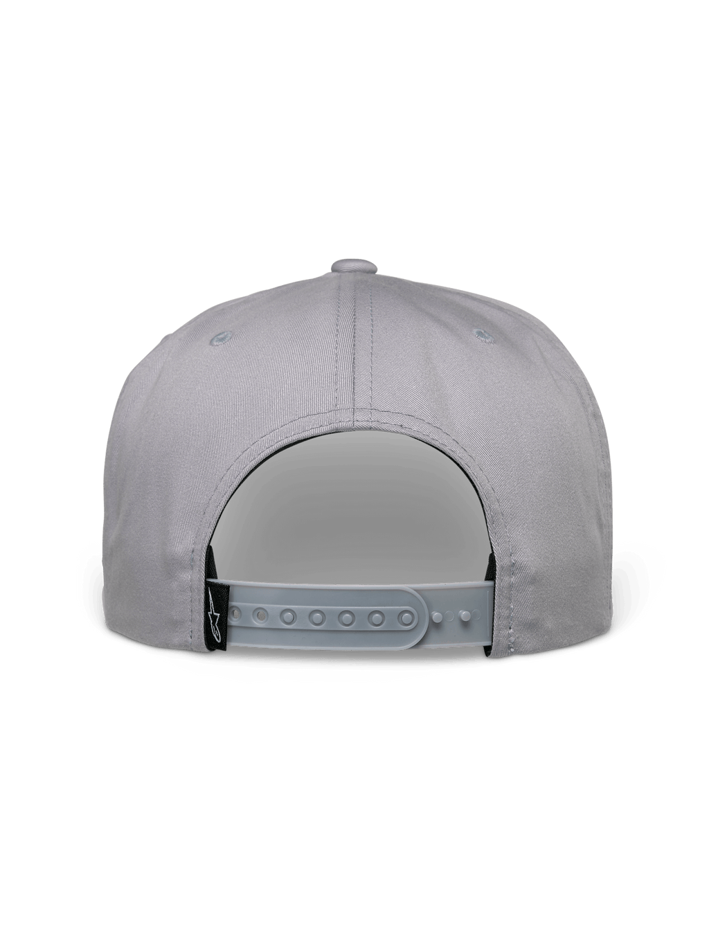 Cappello Alpinestars Glphy, cappello snapback, grigio, vista posteriore con chiusura regolabile snapback, etichetta del logo in tessuto nero, design della corona strutturato per un look streetwear casual