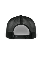 Alpinestars Orion Trucker Hat, vista posteriore, blu navy e nero, con rete in poliestere nera e chiusura a scatto, copricapo casual ispirato al motorsport