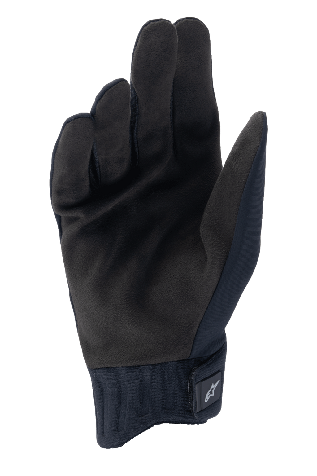 Guanti Alpinestars A-Dura Rain, guanti da ciclismo neri, vista del palmo in pelle scamosciata sintetica, polsino in neoprene a coste con chiusura a strappo, design a basso profilo per mountain bike e protezione contro il bagnato