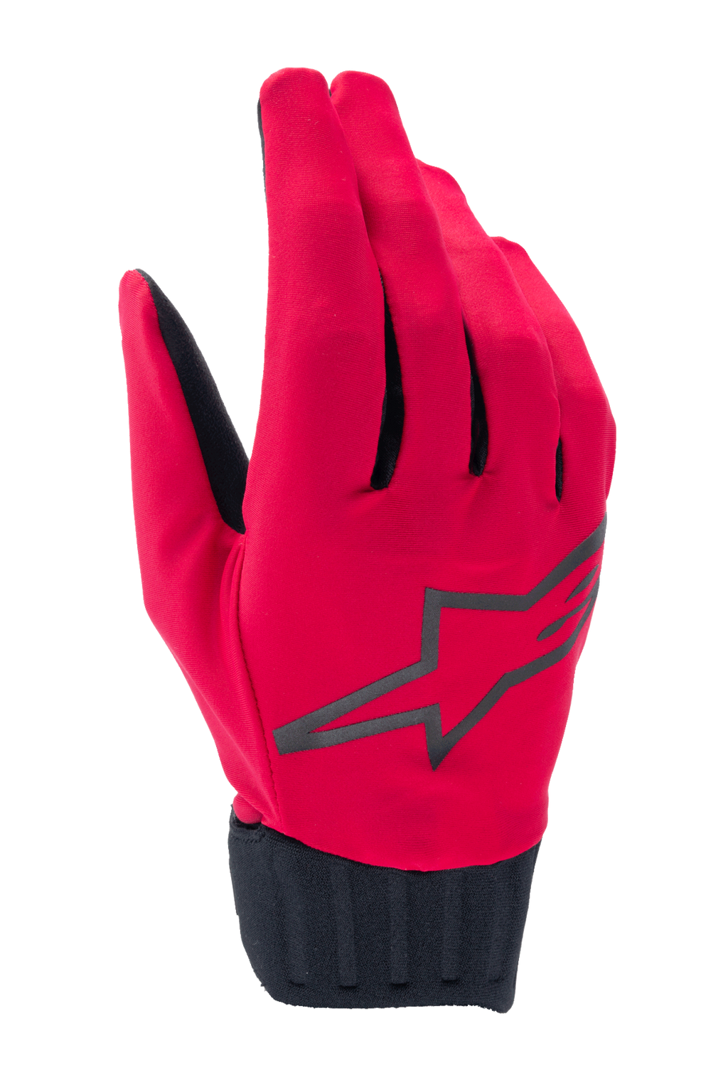 Alpinestars A-Dura Rain Gloves, guanti da ciclismo MTB impermeabili, rosso fluo e nero, logo a stella nero sul dorso, polsino in neoprene nero a coste, design sottile a basso profilo per ogni condizione climatica