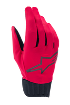 Alpinestars A-Dura Rain Gloves, guanti da ciclismo MTB impermeabili, rosso fluo e nero, logo a stella nero sul dorso, polsino in neoprene nero a coste, design sottile a basso profilo per ogni condizione climatica