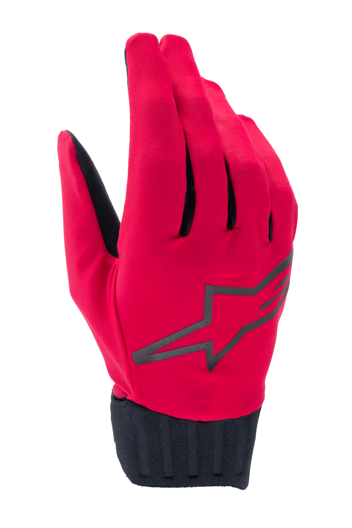 Alpinestars A-Dura Rain Gloves, guanti da ciclismo MTB impermeabili, rosso fluo e nero, logo a stella nero sul dorso, polsino in neoprene nero a coste, design sottile a basso profilo per ogni condizione climatica