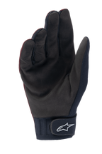 Guanti Alpinestars A-Dura Thermal, guanti da MTB, borgogna scuro e nero, vista del palmo in pelle scamosciata sintetica, polsino in neoprene con chiusura a strappo e logo Astar bianco, progettati per la guida in mountain bike con clima freddo