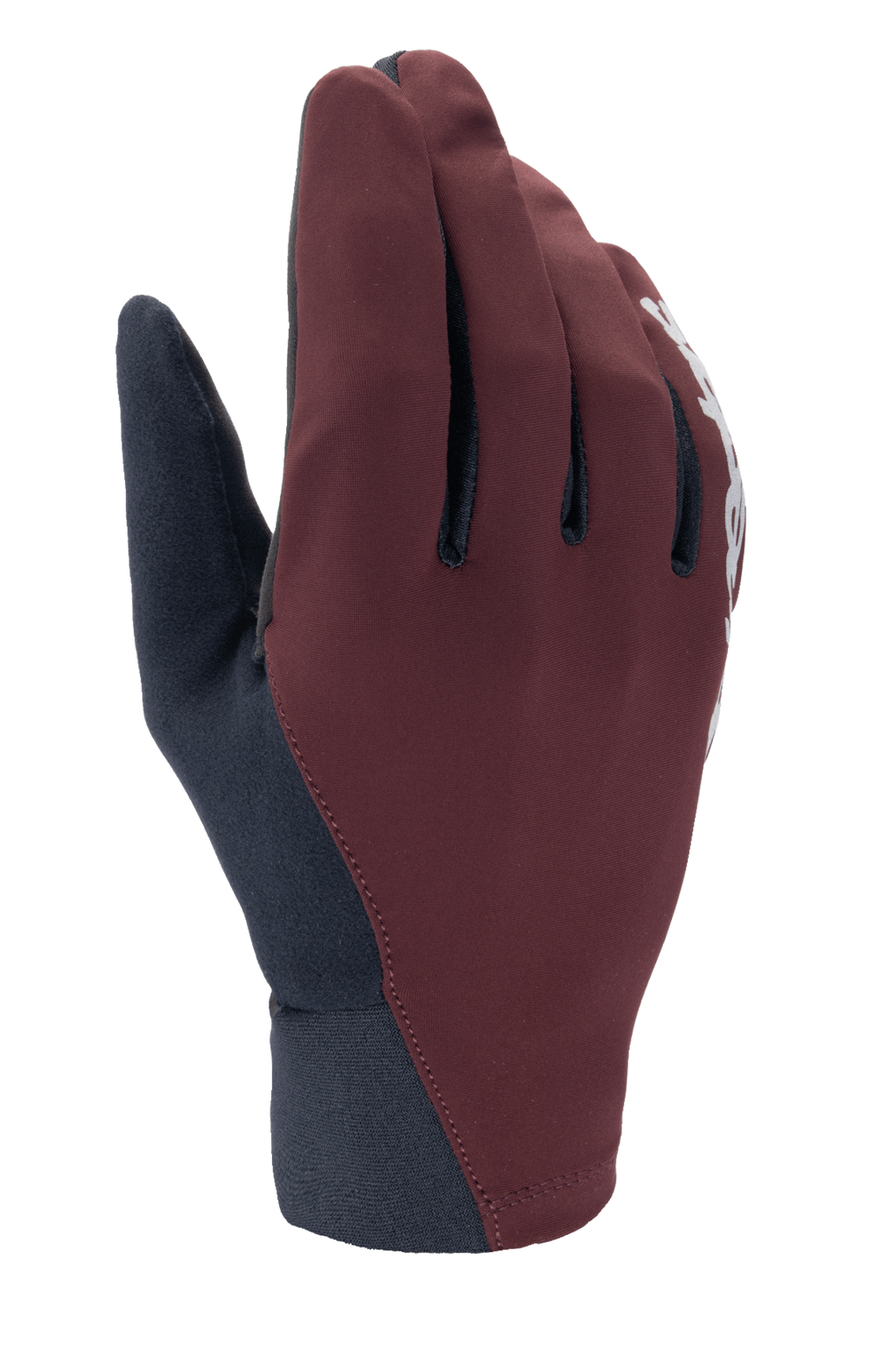Alpinestars A-Dura Thermal Gloves, guanti invernali da MTB, bordeaux scuro e nero, con guscio esterno antivento e polsino in neoprene, dettaglio del logo bianco, isolamento termico per la guida in climi freddi