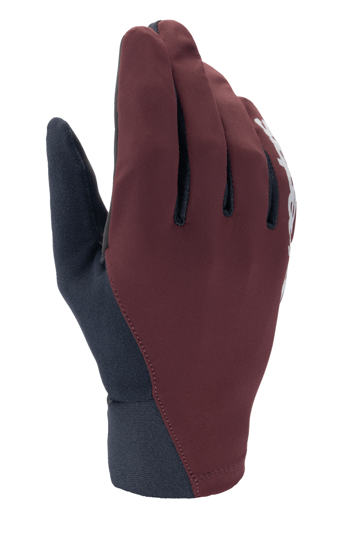 Alpinestars A-Dura Thermal Gloves, guanti invernali da MTB, bordeaux scuro e nero, con guscio esterno antivento e polsino in neoprene, dettaglio del logo bianco, isolamento termico per la guida in climi freddi