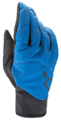 Guanti Alpinestars Denali 2, guanti da mountain bike MTB, blu medio e nero, con dorso in softshell resistente alle intemperie e logo a stella nero, rinforzo traforato sul pollice e polsino slip-on per la guida in climi freddi.