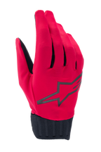 Alpinestars Stella A-Dura Rain Gloves, guanti da pioggia da donna per MTB, rosso fluo e nero, con un grande logo a stella nero, polsino in neoprene a coste e design impermeabile per mountain bike