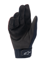 Guanti termici Alpinestars Stella A-Dura, guanti da MTB da donna, bordeaux scuro e nero, vista del palmo in pelle scamosciata sintetica, polsino in neoprene con chiusura a strappo e logo Alpinestars bianco, progettati per il ciclismo con clima freddo