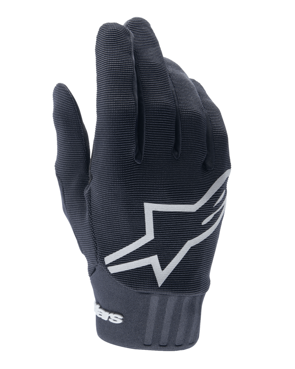 Alpinestars Youth A-Dura Gloves, guanti da mountain bike, nero, grande logo a stella bianco sul dorso della mano, tessuto testurizzato con dettaglio del polsino a coste, design flessibile per ciclismo fuoristrada
