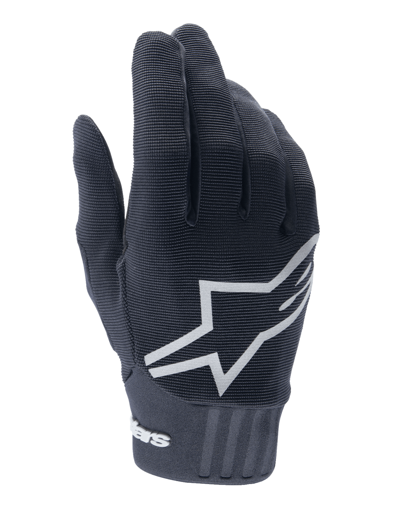 Alpinestars Youth A-Dura Gloves, guanti da mountain bike, nero, grande logo a stella bianco sul dorso della mano, tessuto testurizzato con dettaglio del polsino a coste, design flessibile per ciclismo fuoristrada