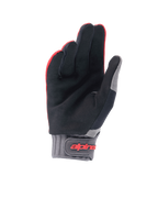 Guanti Alpinestars Youth A-Dura, guanti da mountain bike, Rosso Fluo e nero, vista del palmo in camoscio sintetico, polsino in neoprene grigio con chiusura a strappo e logo Alpinestars rosso, progettati per il ciclismo giovanile