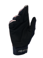 Guanti Alpinestars A-Dura Squad, guanti da MTB, camo e marrone, vista del palmo in suede sintetico nero, polsino in neoprene con chiusura a strappo e logo Alpinestars, design resistente per mountain bike