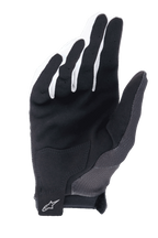 Guanti Alpinestars A-Aria, Nero, vista del palmo in camoscio sintetico per il grip, toppa di rinforzo sul palmo e chiusura del polso con gancio e anello con logo Alpinestars, guanti leggeri da mountain bike