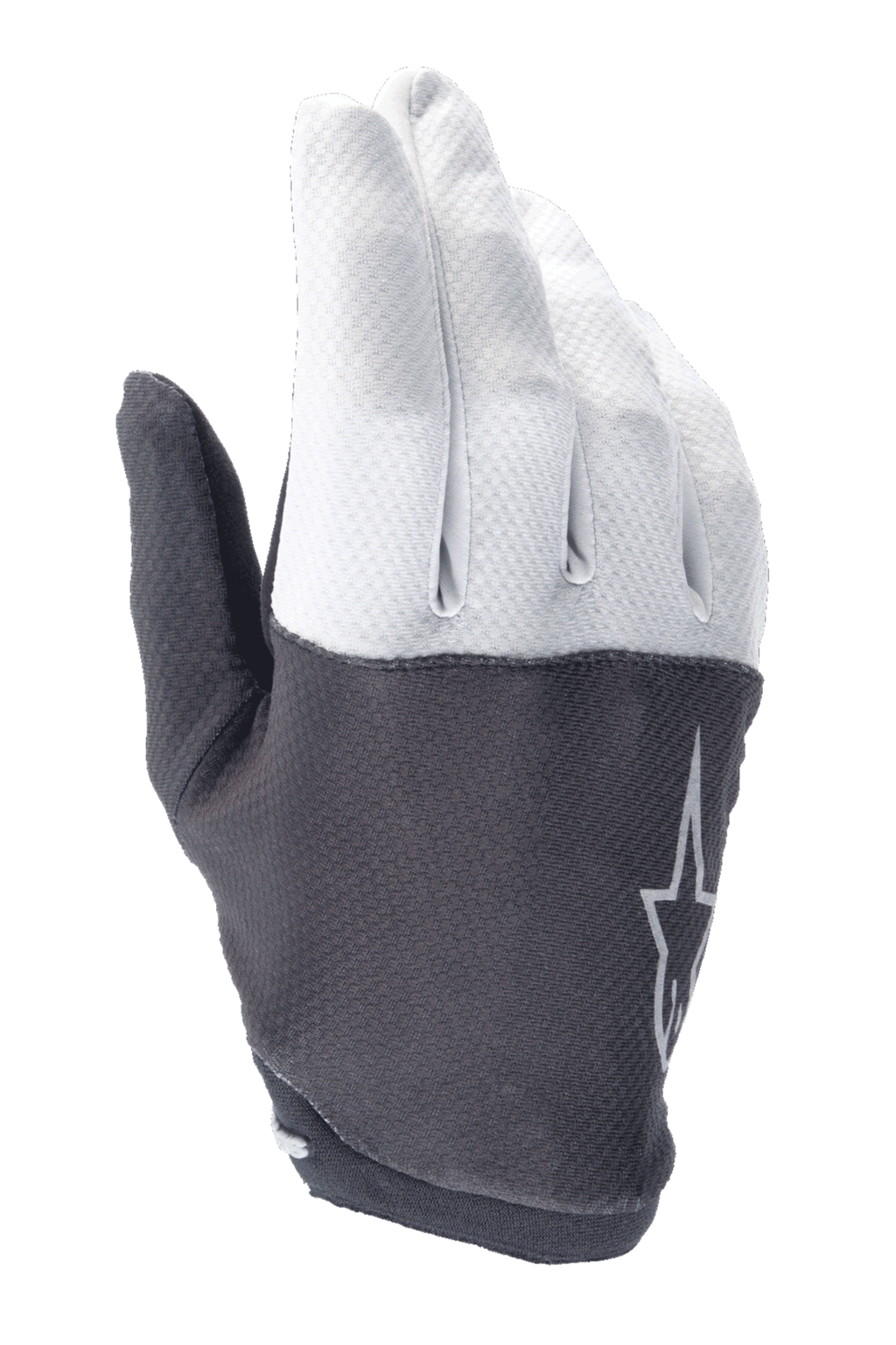 Guanti Alpinestars A-Aria, guanti da mountain bike, grigio chiaro e grigio scuro, con parte superiore testurizzata e logo a stella, materiale flessibile e design a basso profilo per il ciclismo fuoristrada