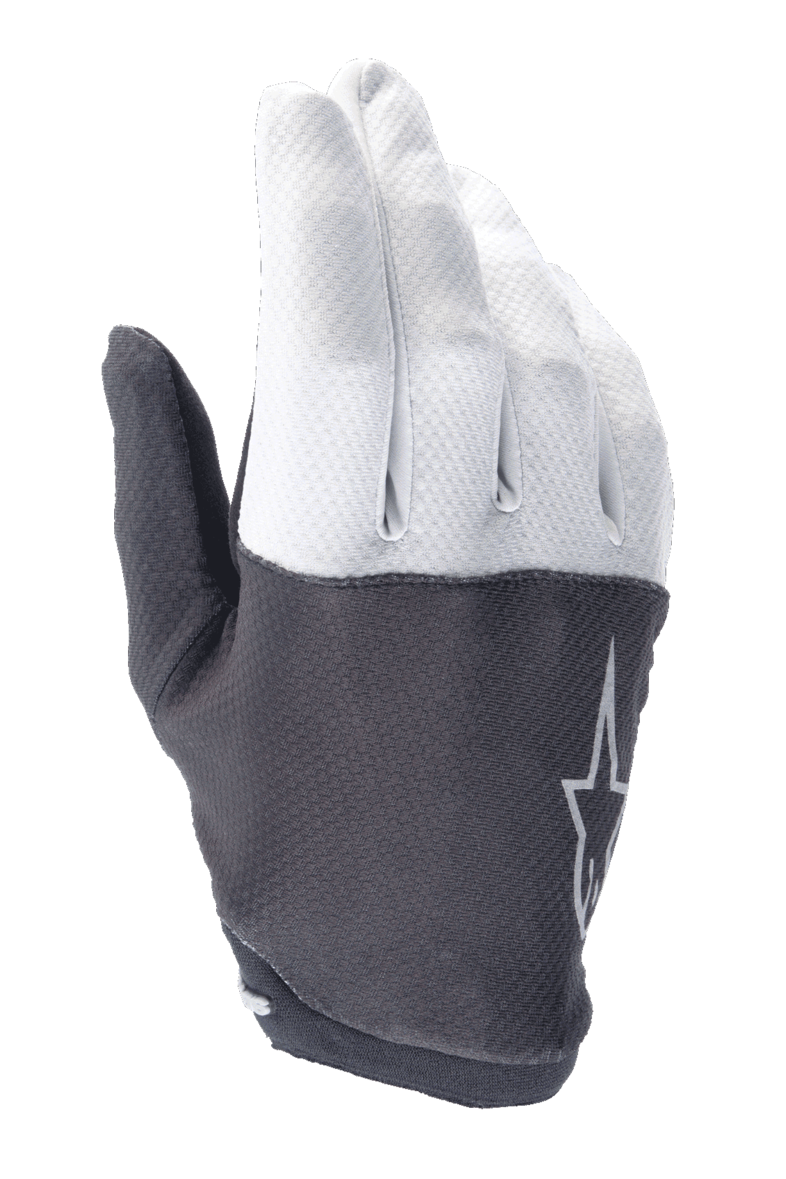 Guanti Alpinestars A-Aria, guanti da mountain bike, grigio chiaro e grigio scuro, con parte superiore testurizzata e logo a stella, materiale flessibile e design a basso profilo per il ciclismo fuoristrada
