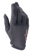 Alpinestars A-Aria Gloves, guanti da mountain bike (MTB), neri con logo a stella oro rosa, caratterizzati da un motivo a griglia testurizzato sulle dita e tessuto elasticizzato leggero per il trail riding