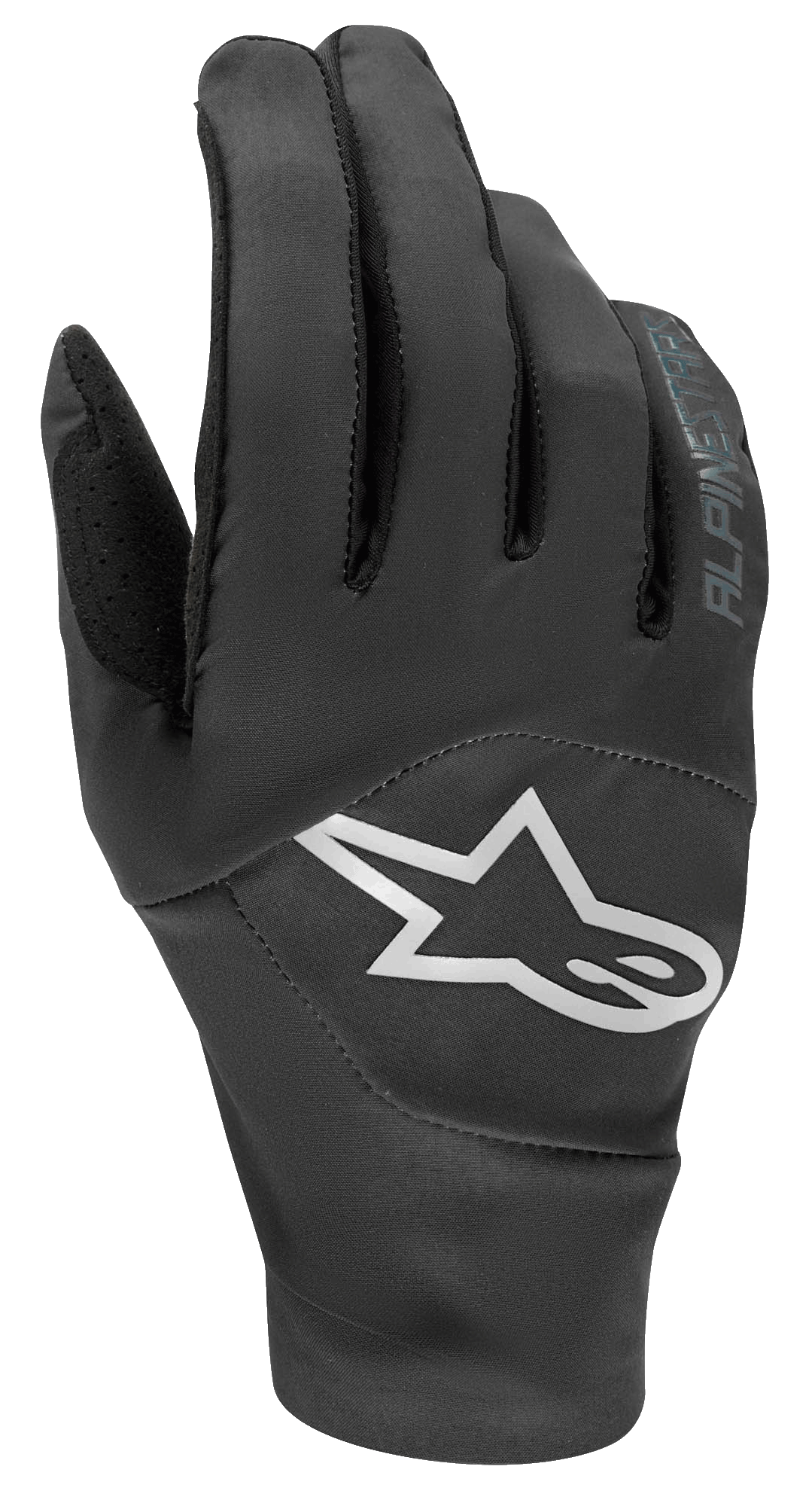 Guanti Alpinestars Drop 4.0, guanti da mountain bike, neri, con un grande logo a stella bianco sul dorso, struttura in mesh elastico traspirante e design ergonomico per il riding enduro