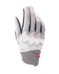 Guanti Alpinestars A-Supra Shield, guanti da mountain bike, grigio chiaro, con scudo di protezione per le nocche ondulato, polsino in neoprene grigio scuro con logo a stella rossa, design ergonomico per il ciclismo gravity