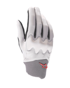 Guanti Alpinestars A-Supra Shield, guanti da mountain bike, grigio chiaro, con scudo di protezione per le nocche ondulato, polsino in neoprene grigio scuro con logo a stella rossa, design ergonomico per il ciclismo gravity