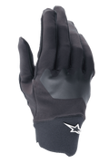 Alpinestars A-Supra Gloves, guanti da ciclismo MTB, nero con inserto grigio testurizzato, logo a stella bianco sul polso, materiale in spandex flessibile per mountain bike e guida fuori strada