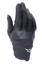 Alpinestars A-Supra Gloves, guanti da ciclismo MTB, nero con inserto grigio testurizzato, logo a stella bianco sul polso, materiale in spandex flessibile per mountain bike e guida fuori strada