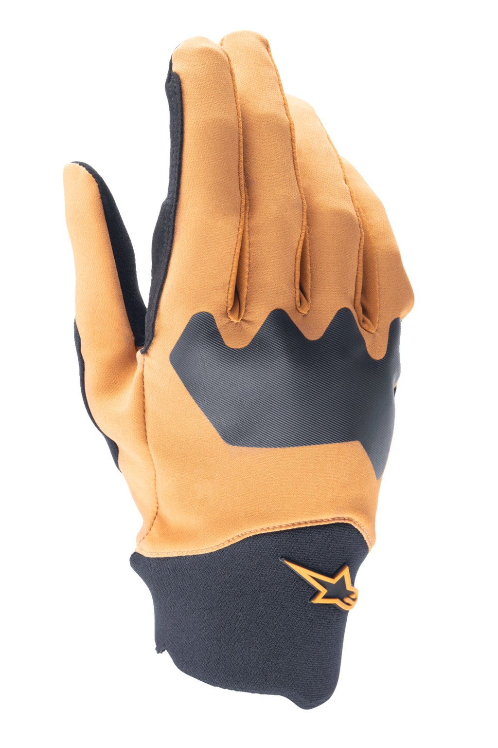 Guanti Alpinestars A-Supra, guanti da mountain bike, oro scuro e nero, dorso in spandex flessibile con polsino in neoprene, con logo a stella arancione, equipaggiamento da ciclismo fuoristrada resistente