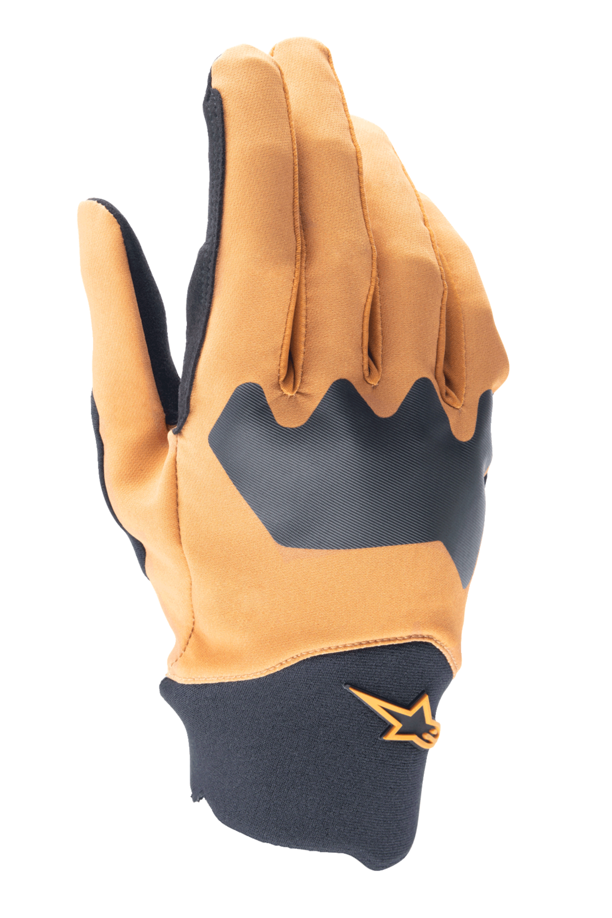 Guanti Alpinestars A-Supra, guanti da mountain bike, oro scuro e nero, dorso in spandex flessibile con polsino in neoprene, con logo a stella arancione, equipaggiamento da ciclismo fuoristrada resistente