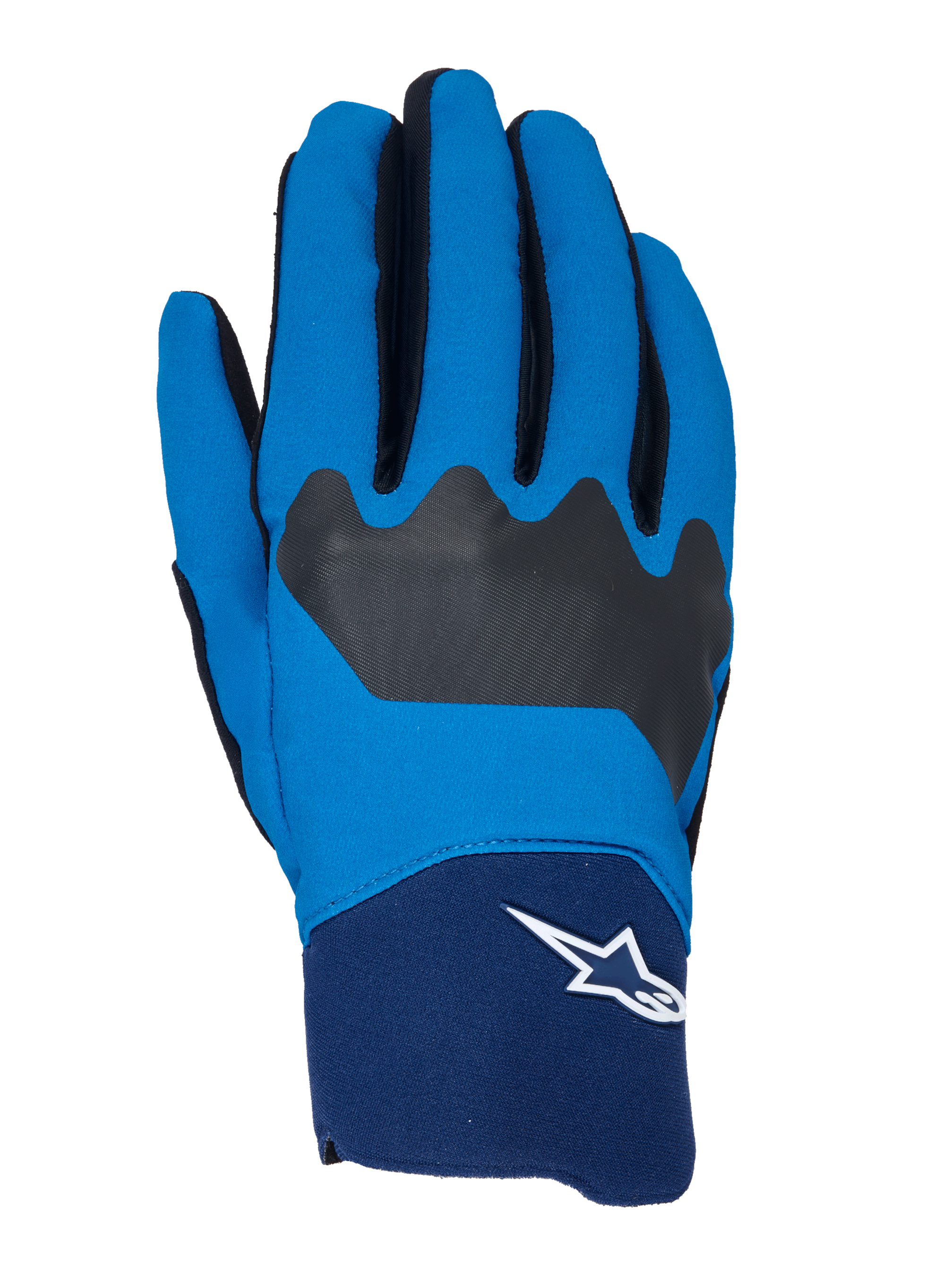 Guanti Alpinestars A-Supra, guanti da ciclismo MTB, blu e navy con dettagli neri, logo Astars bianco sul polsino, struttura in tessuto flessibile per prestazioni off-road
