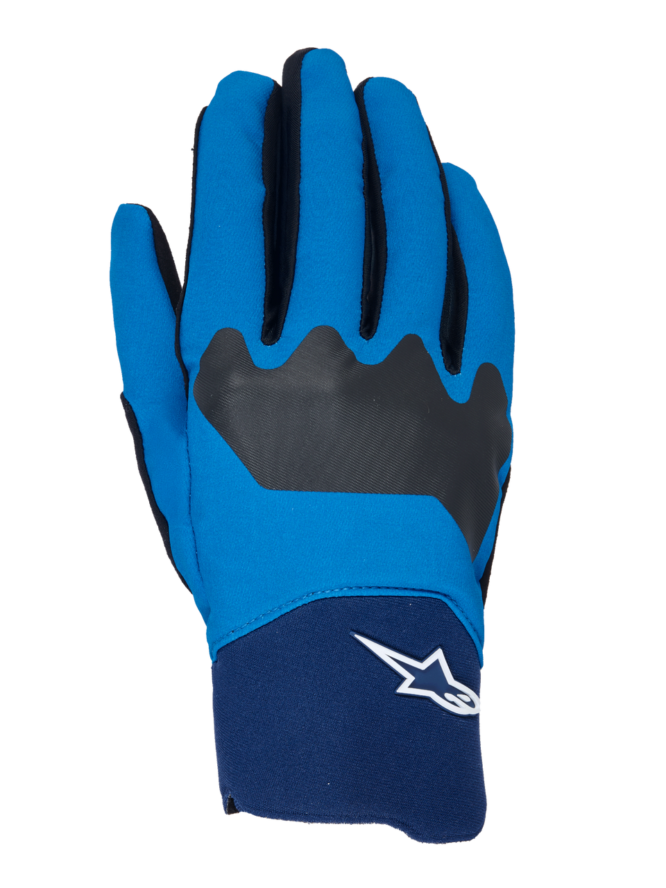 Guanti Alpinestars A-Supra, guanti da ciclismo MTB, blu e navy con dettagli neri, logo Astars bianco sul polsino, struttura in tessuto flessibile per prestazioni off-road