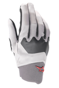 Alpinestars A-Supra Gloves, guanti da mountain bike, grigio chiaro e nero, con pannello testurizzato sulle nocche e un piccolo logo a stella rosso sul polsino in neoprene, costruzione in spandex flessibile per il ciclismo