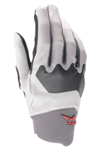 Alpinestars A-Supra Gloves, guanti da mountain bike, grigio chiaro e nero, con pannello testurizzato sulle nocche e un piccolo logo a stella rosso sul polsino in neoprene, costruzione in spandex flessibile per il ciclismo