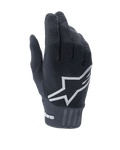 Alpinestars A-Dura Gloves, guanti da mountain bike neri con grande logo a stella bianco sul dorso, tessuto elasticizzato testurizzato e ampio polsino in neoprene con logo, progettati per il ciclismo fuoristrada