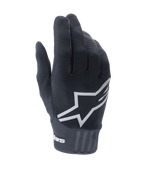 Alpinestars A-Dura Gloves, guanti da mountain bike neri con grande logo a stella bianco sul dorso, tessuto elasticizzato testurizzato e ampio polsino in neoprene con logo, progettati per il ciclismo fuoristrada