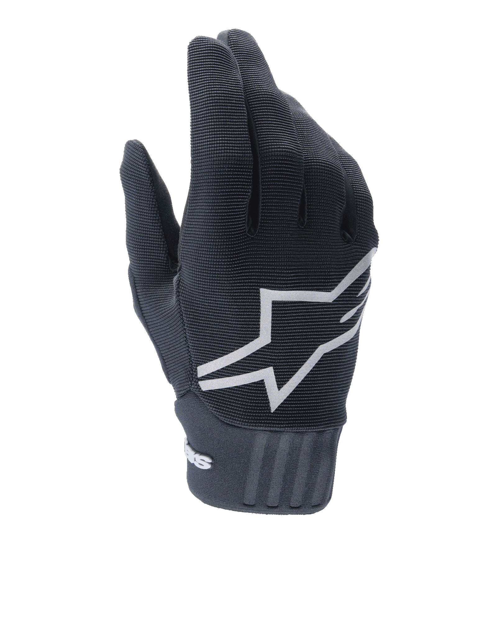Guanti Alpinestars A-Dura Gel, guanti da ciclismo MTB, nero, grande logo a stella bianco sul dorso, parte superiore in poliestere testurizzato e spandex, polsino in neoprene a costine
