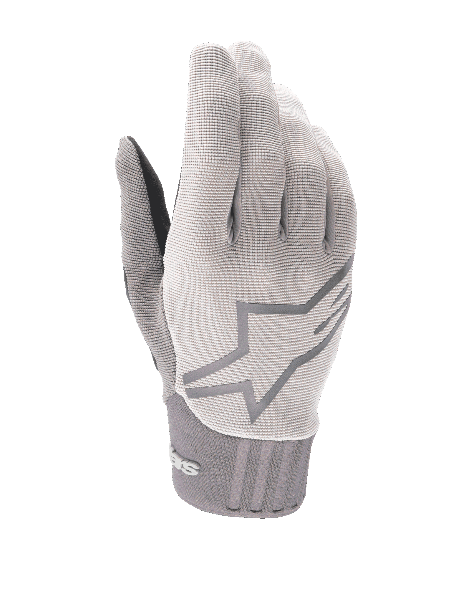 Alpinestars A-Dura Gel Gloves, guanti da ciclismo per mountain bike, grigio chiaro, tessuto testurizzato con grande logo a stella sul dorso, polsino in neoprene, design ergonomico del palmo con imbottitura in gel per la guida fuoristrada