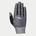 Guanti da donna Alpinestars Stella Alderex Pro, guanti da MTB, grigio antracite, caratterizzati da un dorso con texture diagonale e logo Alpinestars bianco, patch in spugna nera sul pollice e polsino con motivo astratto, equipaggiamento per ciclismo fuoristrada