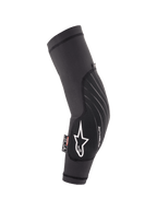 Alpinestars Youth Paragon Lite, gomitiere protettive per ragazzi, nero, protezione leggera per mountain bike, manica in rete traspirante con logo a stella bianco e marchio Paragon LITE, design ergonomico curvo con pannello frontale resistente