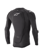 Alpinestars Giacca Protettiva Paragon Lite Ragazzo, a maniche lunghe, nero, vista posteriore con paraschiena integrato e logo bianco, maniche in rete traspirante con imbottitura sui gomiti, protezione corpo leggera per MTB