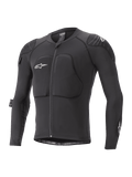Alpinestars Youth Paragon Lite Protection Jacket, giacca protettiva MTB a maniche lunghe, nera con loghi bianchi, zip frontale, protezioni imbottite su petto e spalle, maniche in mesh traspirante, design leggero e flessibile per mountain bike per ragazzi