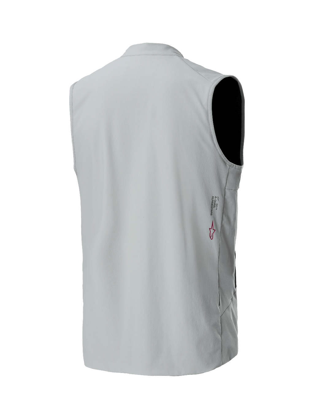 Alpinestars Gilet Termico A-Dura, grigio titanio, vista posteriore, gilet da ciclismo leggero e isolato, con un piccolo logo Alpinestars e marchio A-Dura sulla parte inferiore della schiena, design minimalista per mountain bike