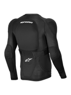 Alpinestars Giacca Protettiva A-Impact Plasma, giacca protettiva MTB a maniche lunghe da uomo, nera e bianca, protezione posteriore e per le spalle Nucleon Plasma certificata CE livello 2, vista posteriore con mesh elasticizzato traspirante e cintura in vita regolabile