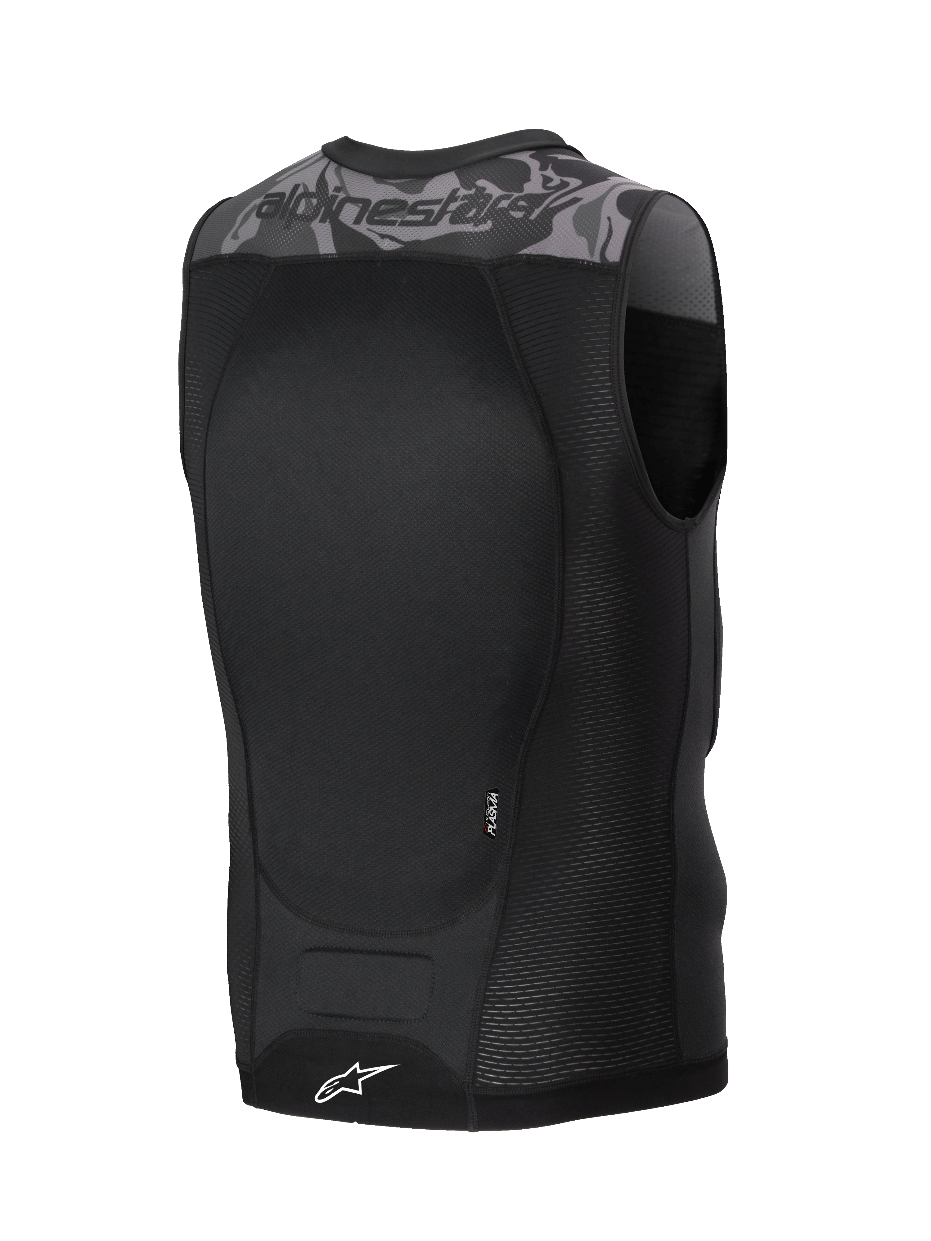 Alpinestars Gilet Protettivo A-Motion Plasma, gilet protettivo MTB e off-road, nero e grigio camo, paraschiena Nucleon Plasma e costruzione in mesh traspirante, vista posteriore