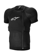 Alpinestars A-Impact Plasma Protection Jacket a maniche corte, giacca protettiva per MTB, nero, con spalle imbottite e protezione toracica, cerniera laterale sfalsata, tessuto in rete a costine traspirante e logo bianco sul petto