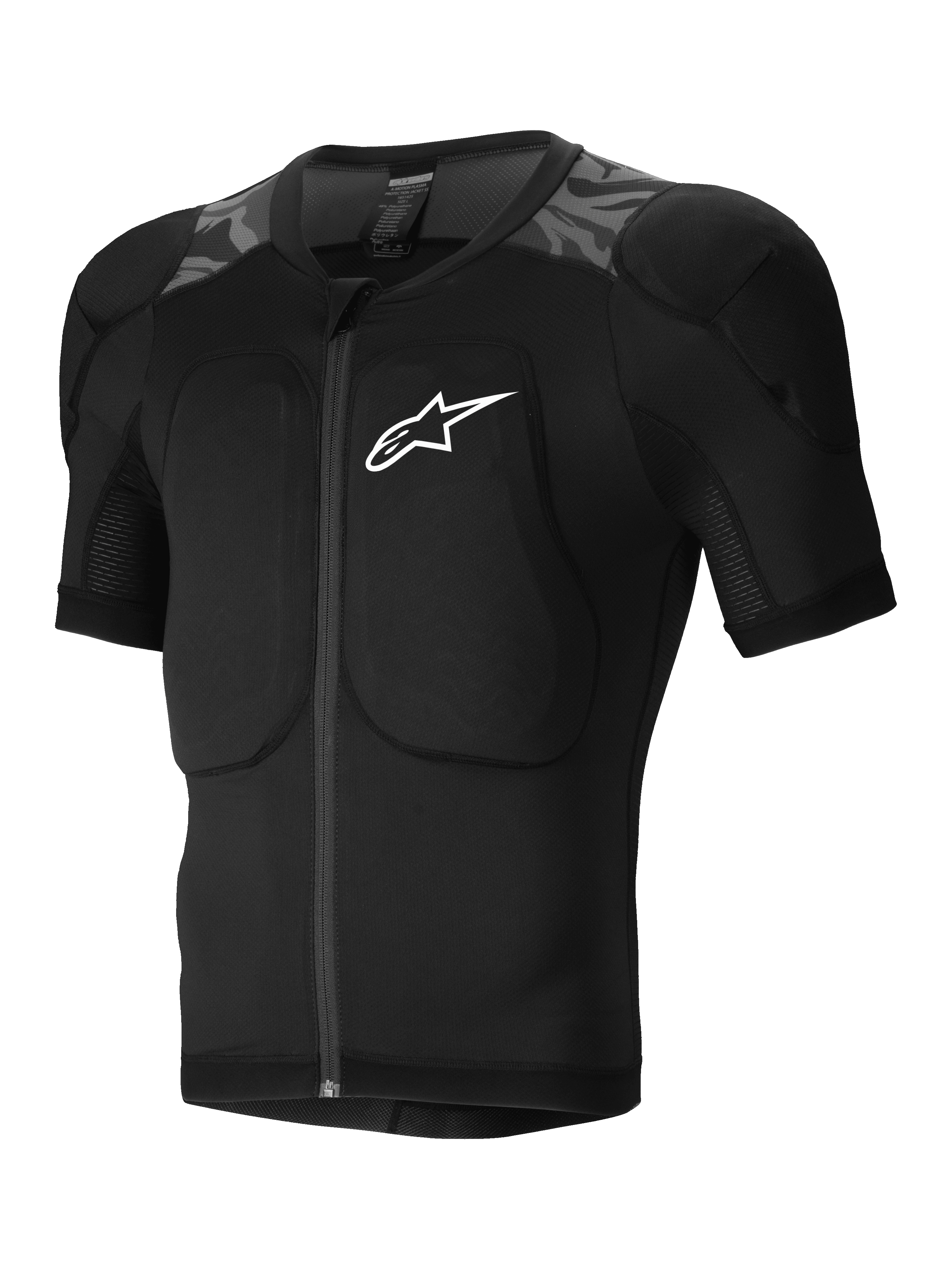 Alpinestars Giacca Protettiva A-Motion Plasma SS, giacca protettiva MTB a maniche corte, nero camouflage, con protettori Nucleon Plasma certificati CE e struttura in mesh elasticizzato
