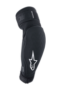 Alpinestars A-Impact Plasma Elite, gomitiere protettive, nero e bianco, attrezzatura per MTB con logo a stella bianco, tessuto traspirante testurizzato, cinghie regolabili con chiusura in Velcro, design ergonomico pre-curvato
