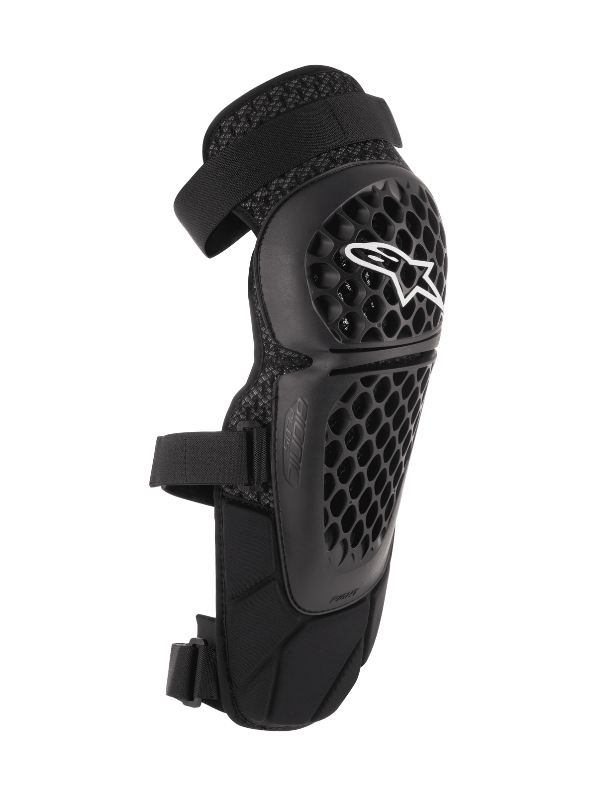 Alpinestars Bionic Plus Knee/Shin Protectors, protezioni ginocchio e tibia per fuoristrada e MTB, nero, con calotta traforata a nido d'ape e logo Alpinestars bianco, doppie cinghie regolabili, ventilazione in rete 3D e design ergonomico curvo