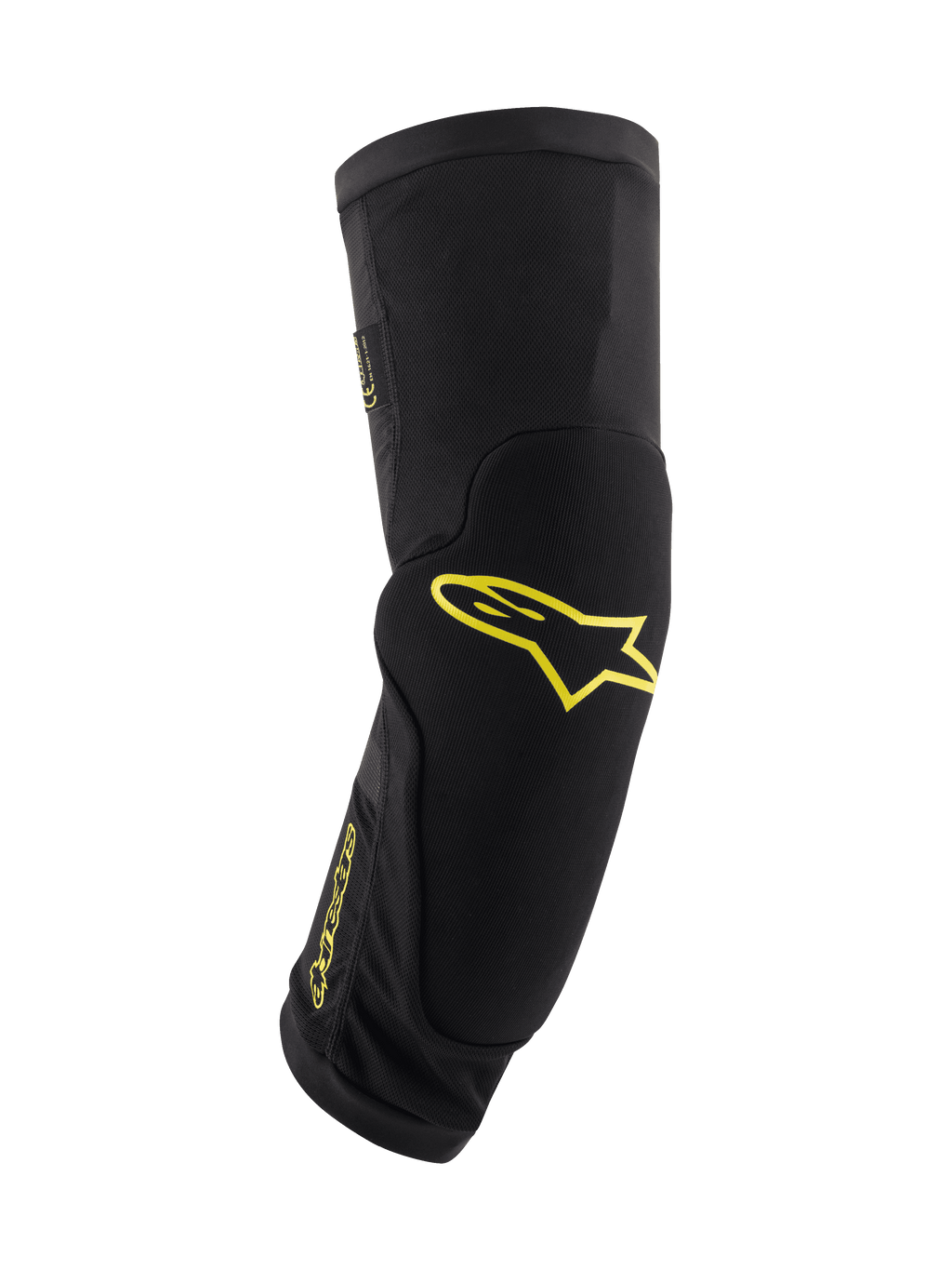 Alpinestars Paragon Plus Knee Protectors, ginocchiere da mountain bike, nero con loghi giallo acido, design tubolare a calza con imbottitura integrata, rete traspirante e tessuto testurizzato resistente